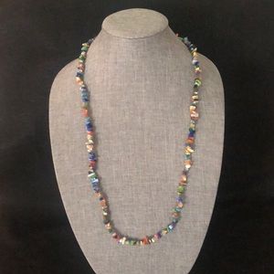 Multi-color stone nugget necklace! 34”. Can be worn with so many colors, fun!